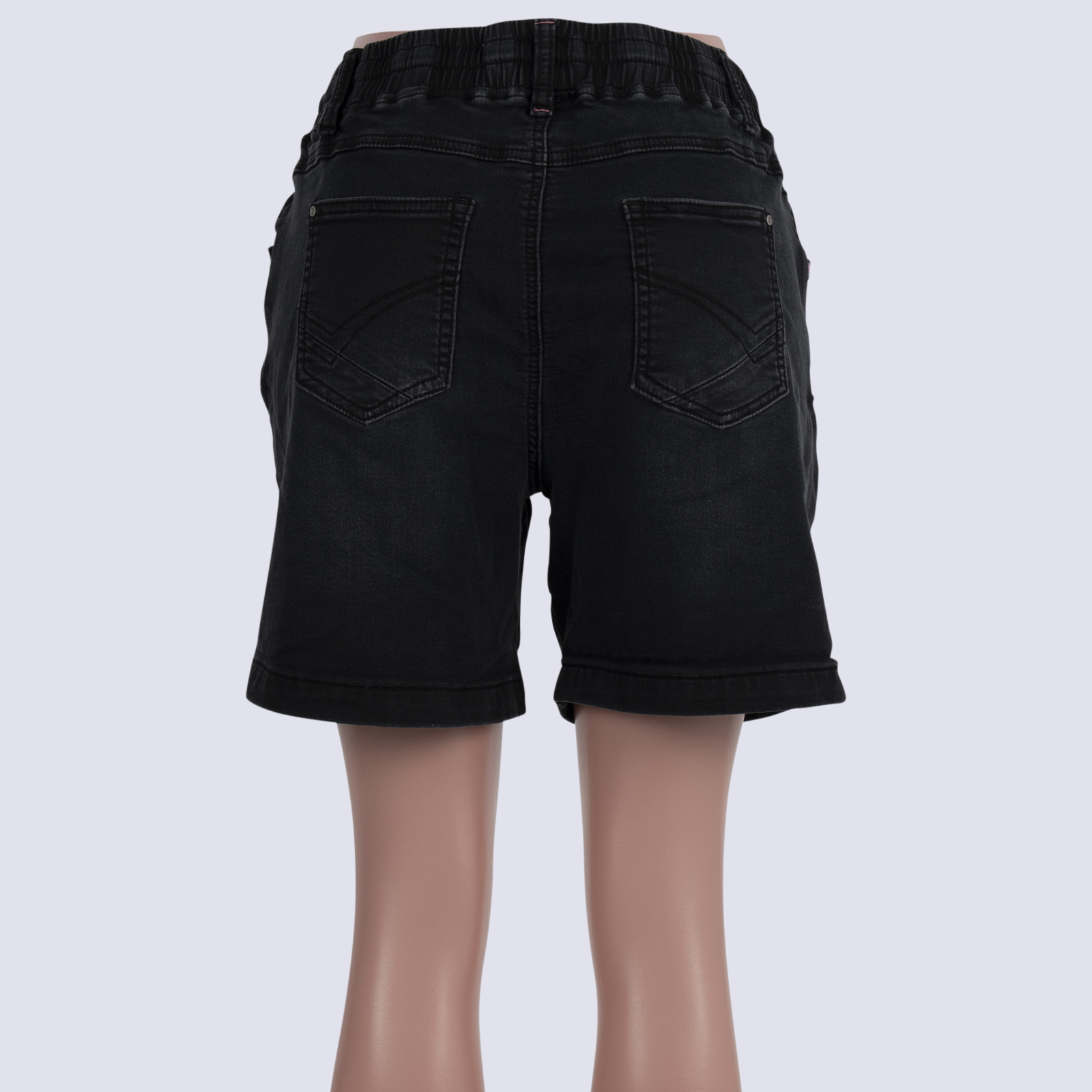 Elm Black Denim Drawstring Waist Shorts