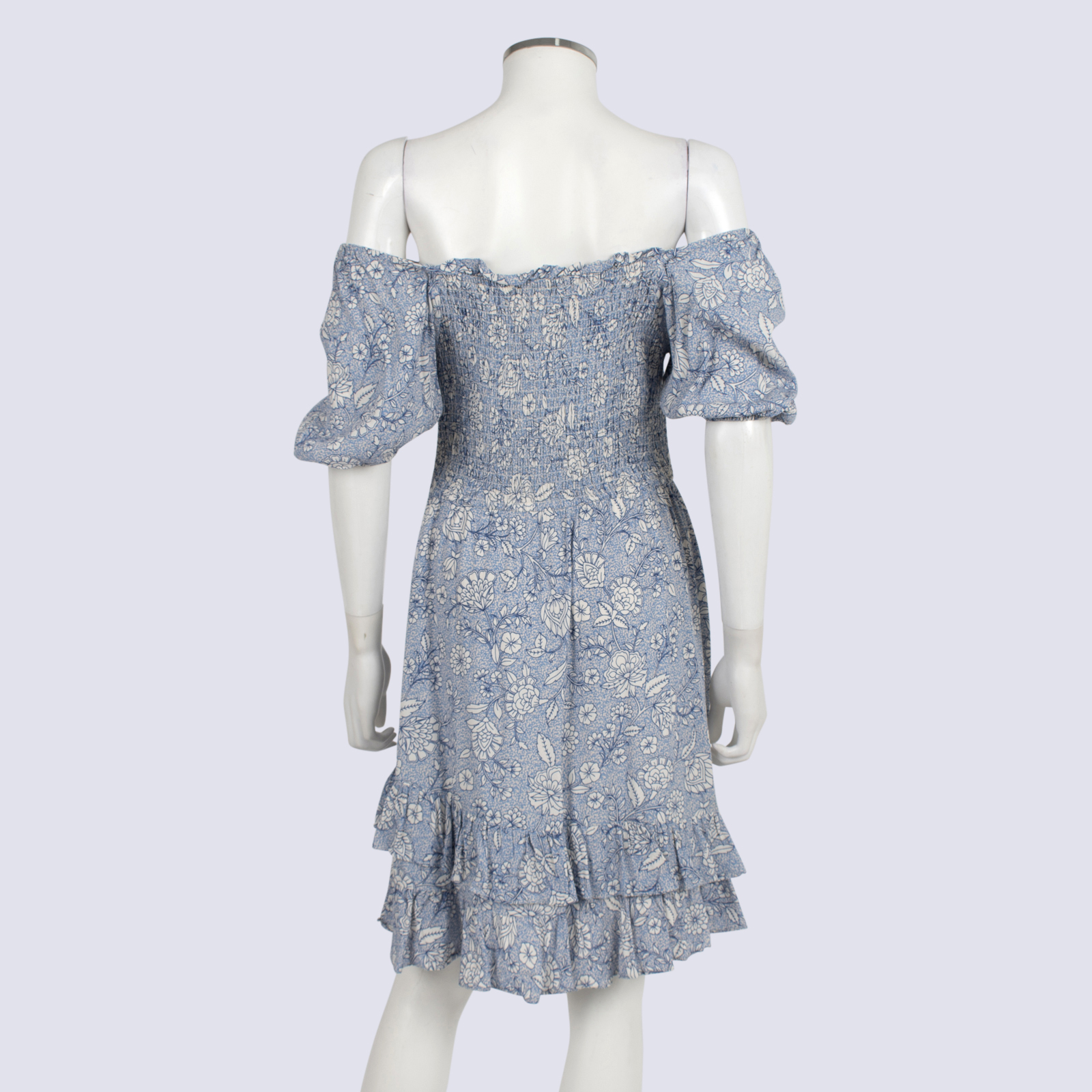 Sportsgirl Blue Floral Shirred Dress