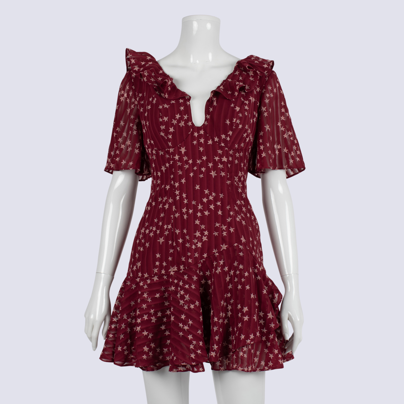 Finders Dark Pink Star Print Plunge Mini Dress