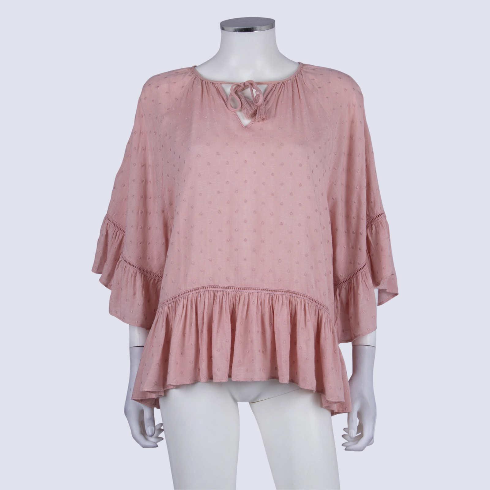 Seed Pink Polka Dot Ruffled Top