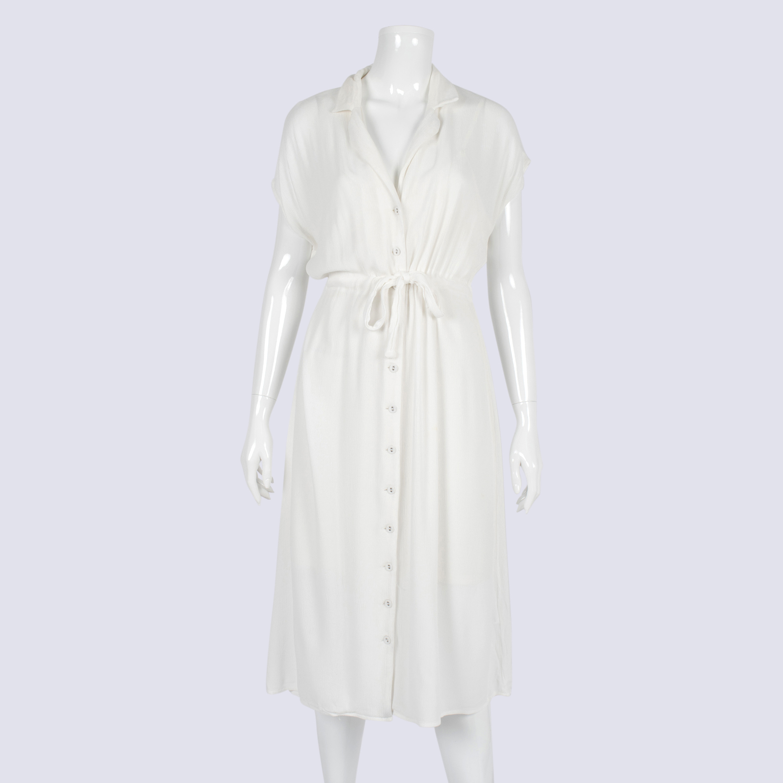Calli White Button Down Midi Dress with Slip