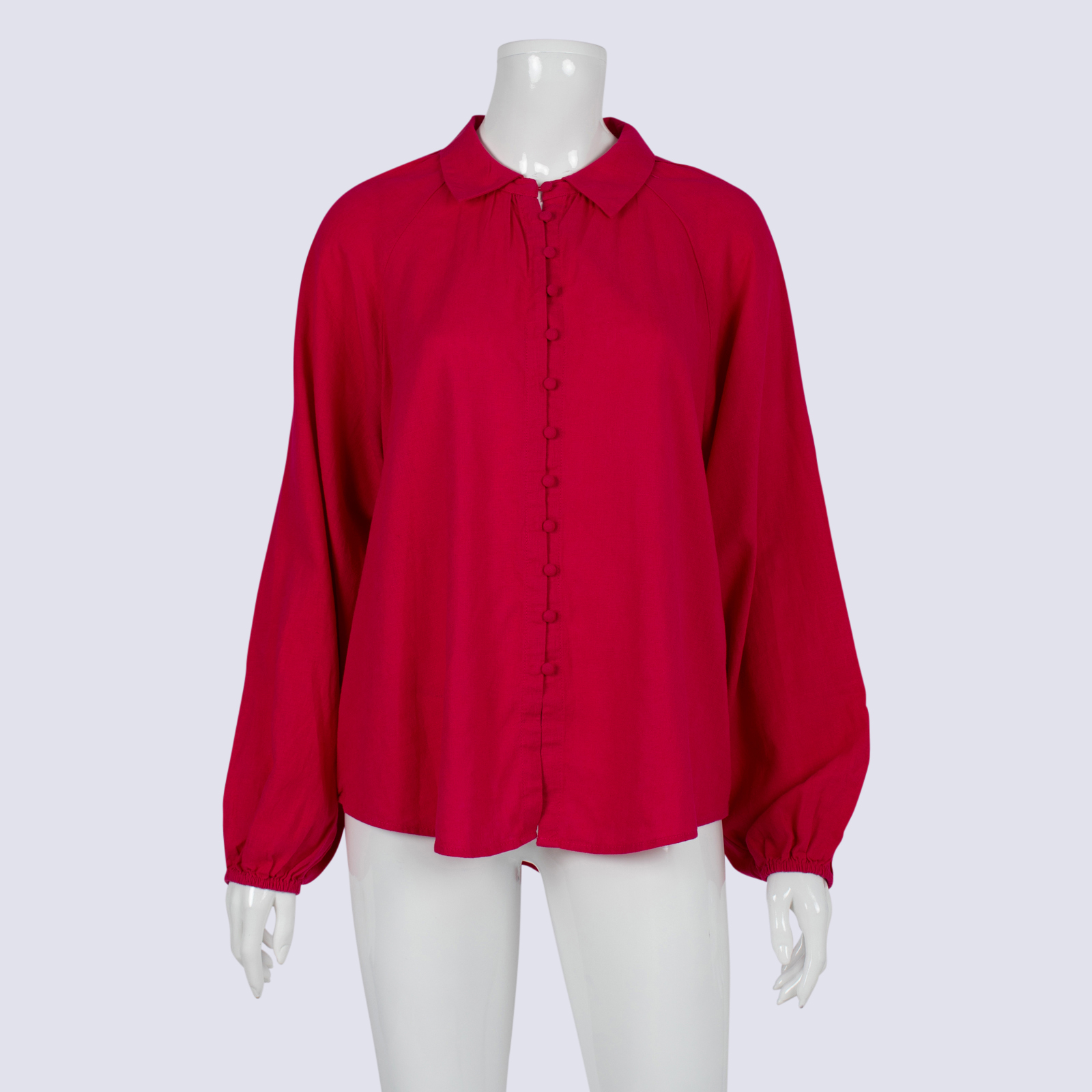 Sportsgirl Bright Pink LS Linen Blend Top