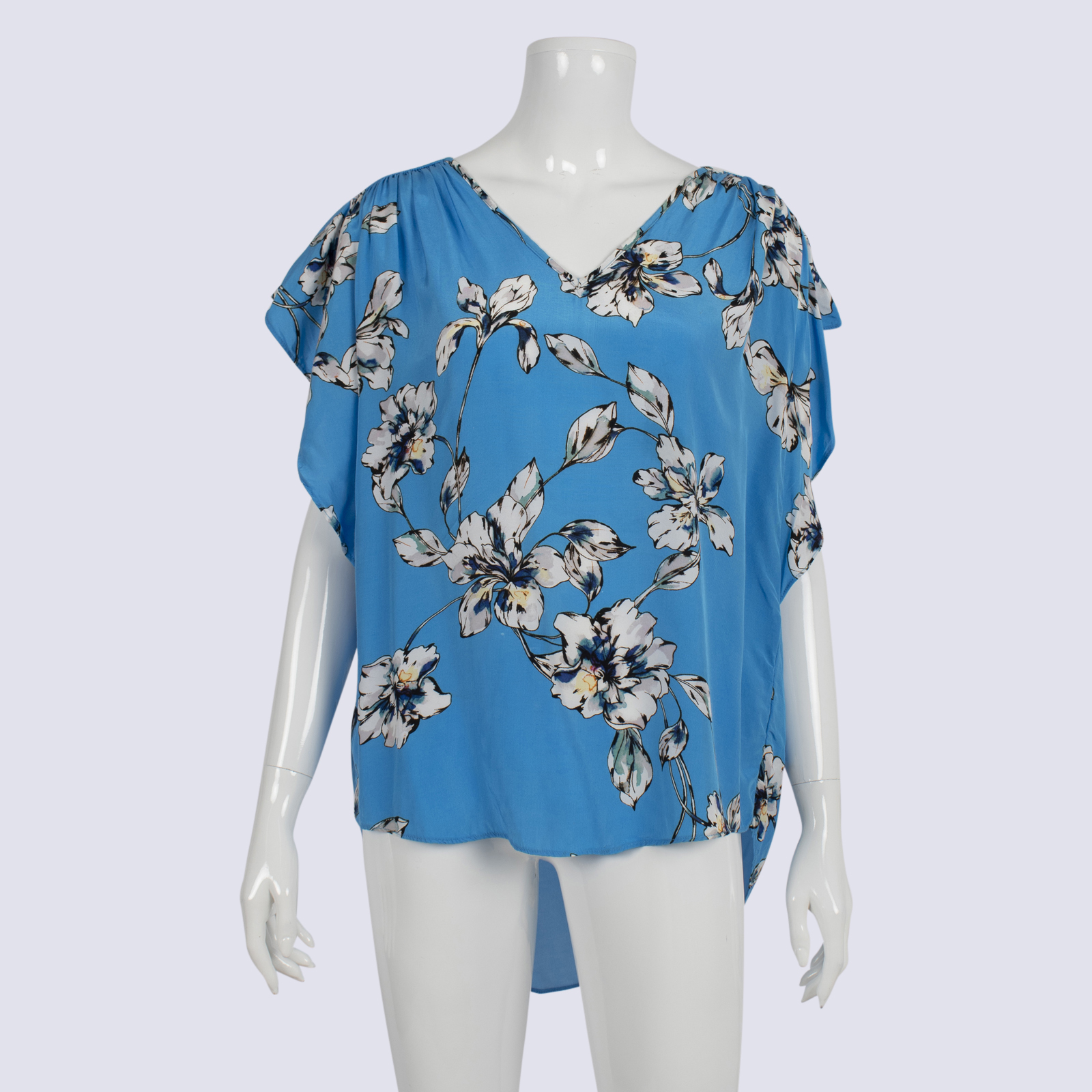 Witchery Blue Floral V Neck Top