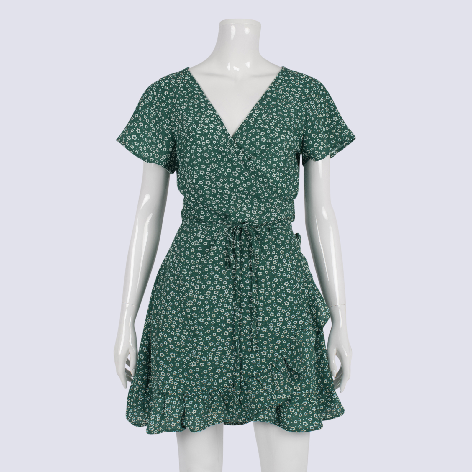 Ghanda Green Star Print Wrap Dress