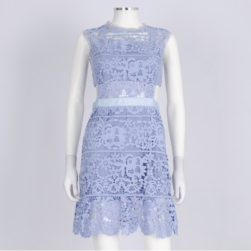 NWT Goodnight Macaroon Blue Lace Cut Out Dress