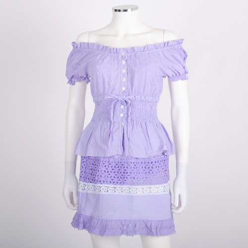 Chuckles & Boo Lilac Broiderie Top & Skirt Set