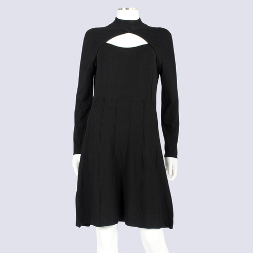 Yuka Black Keyhole Knit Dress