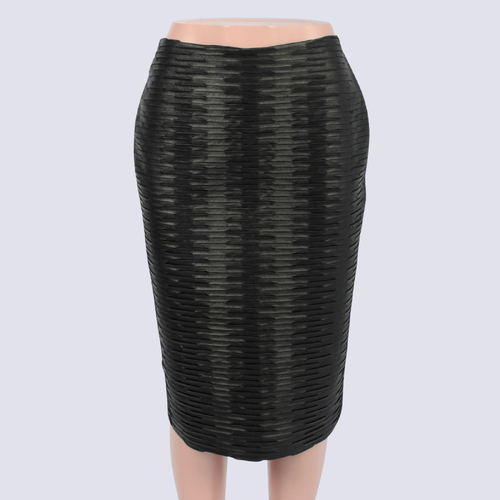 Carla Zampatti Black Faux Leather Textured Skirt