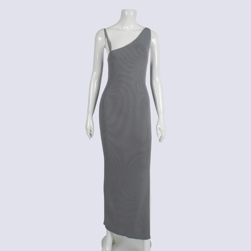 NWT Bec + Bridge Grey Milano One Shoulder Maxi Dress