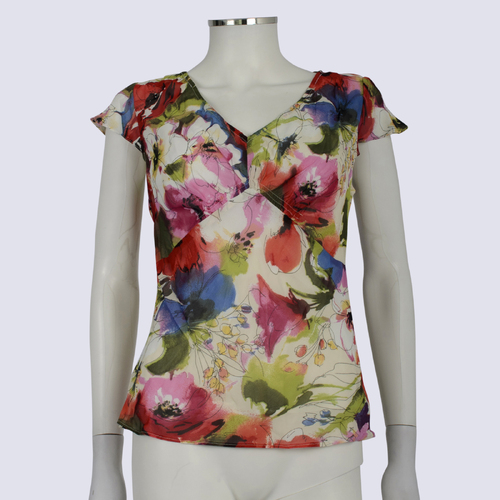 Anthea Crawford Floral Sheer Top with Slip
