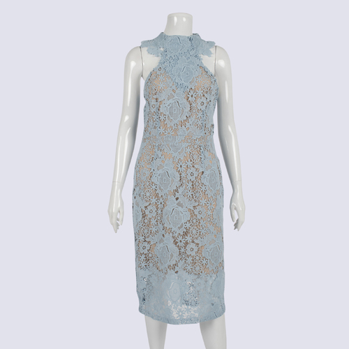 Pale Blue Lace Dress with Nude Lining