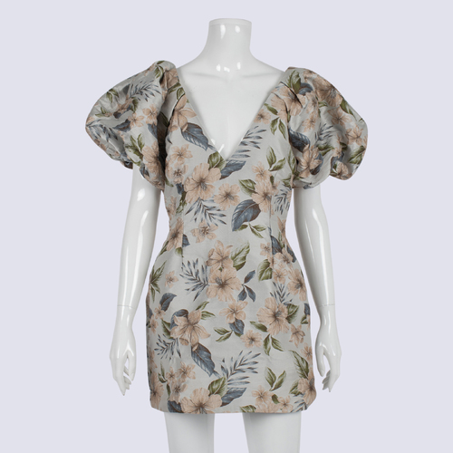 Bec & Bridge Statement Sleeve Floral Textured Mini Dress