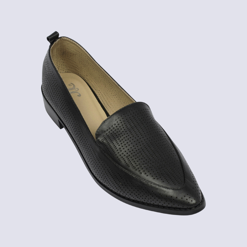 Journee Collection Black Leather Flats