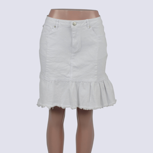 NWT Foxwood White Frilled Denim Skirt