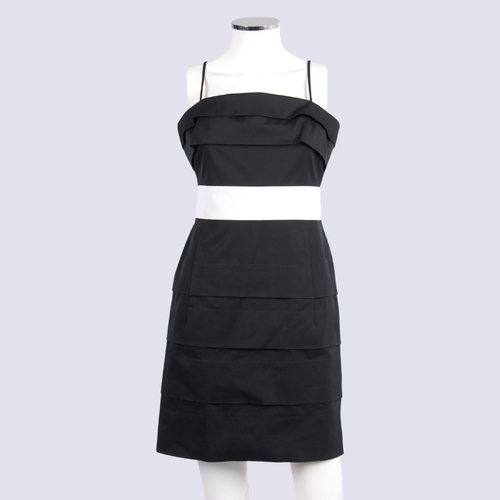 Cue Black & White Tiered Strappy Dress