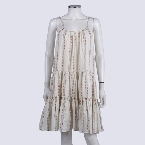dRA Embroidered Stripe Cotton Dress