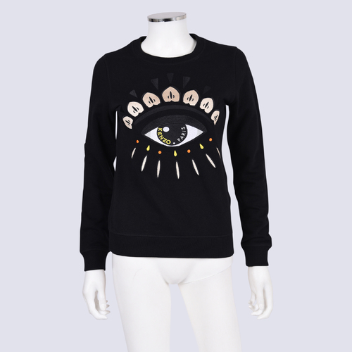 Kenzo Cotton Blend Pullover with Embroidery Detail