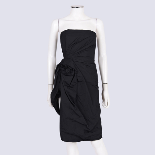 Carla Zampatti Black Strapless Midi Dress