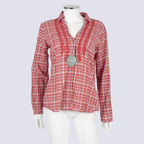 Esprit Plaid Long Sleeve Shirt With Embroidery Detail