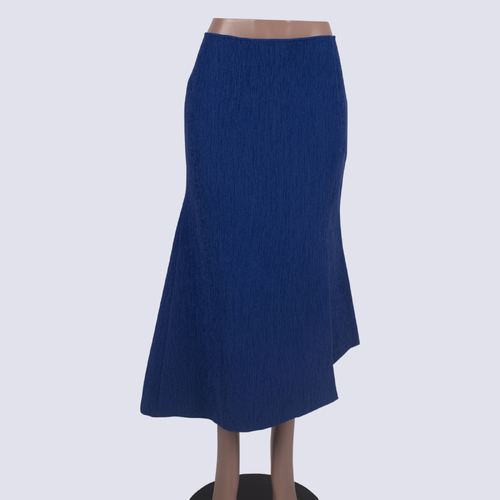 Ginger & Smart Electric Blue Textured Midi Skirt With Split