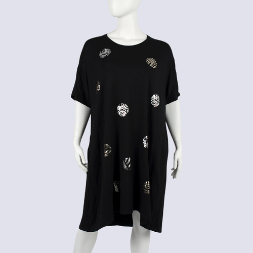 Virtuelle Black Tunic Dress with Metallic Details
