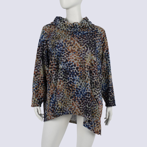Virtuelle Speckled Cowl Neck Knit Pullover