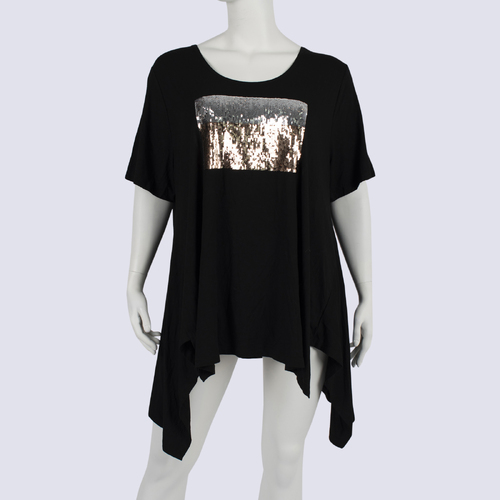 TS Black Tee with Sequin Detail
