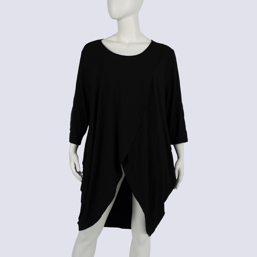TS Black Layered Front Tunic with Mesh Panel Sleeves