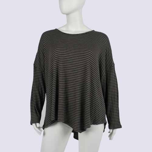 Virtuelle Khaki & Black Stripe Knit Pullover