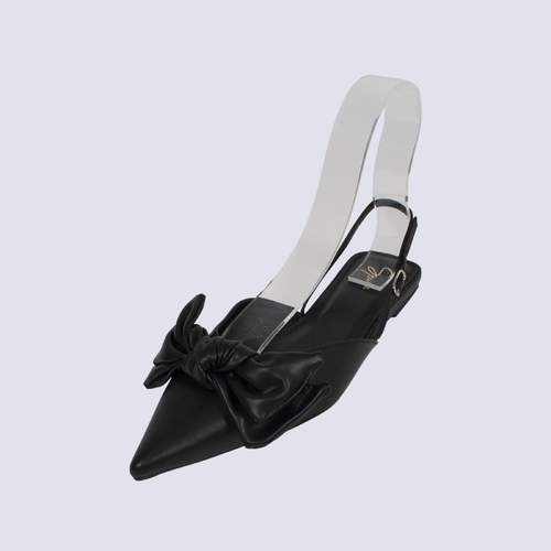 NWOT Spurr Black Leather Bow Flats