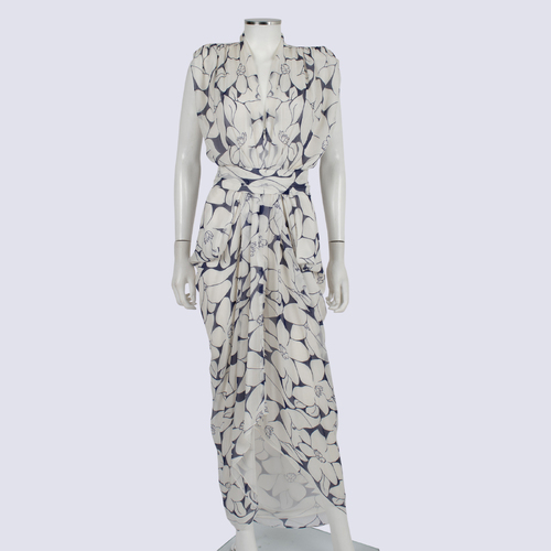 Carla Zampatti Silk Floral Waterfall Dress