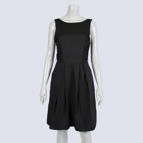 Cue Subtle Pinstripe Black A-Line Dress No Belt