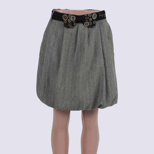 Desigual Wool Blend Mini Skirt with Button Belt