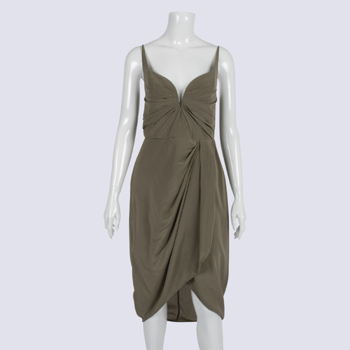 Zimmermann Khaki Silk Mini Dress