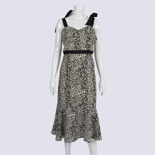 Style State Leopard Print Ribbon Strap Dress