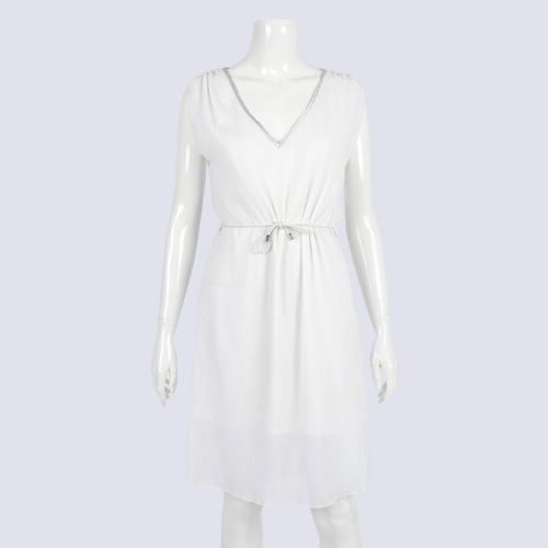 Strass Xclusive Textured White Mini Dress