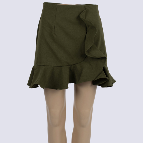 Saints + Secrets Ruffle Khaki Mini Skirt