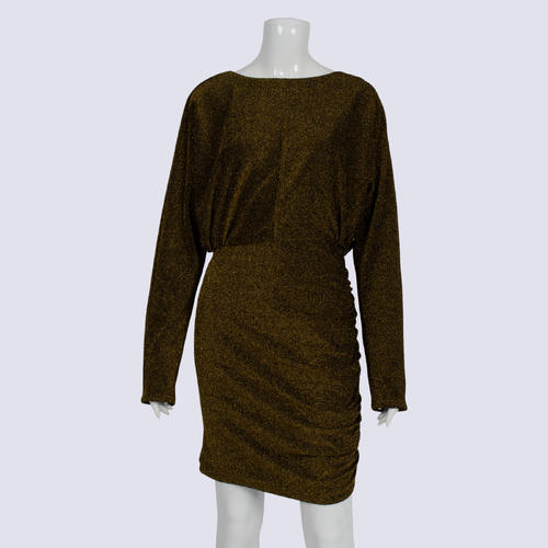 NWT Elle Zeitoune Marlow Gold Metallic Mini Dress