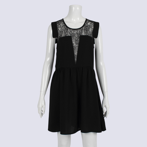 Shilla Black A-Line Dress With Lace Detail