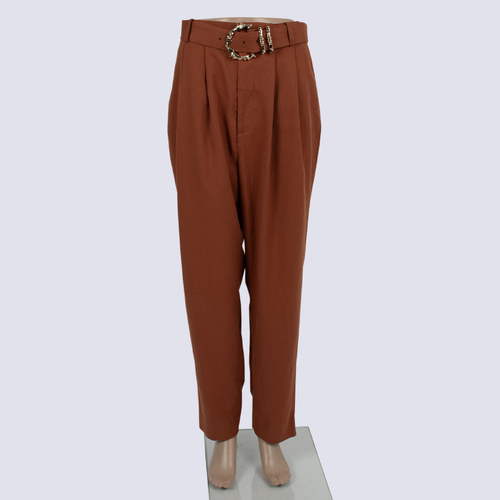 Acler Rust Red Trousers with Ornate Belt Detail