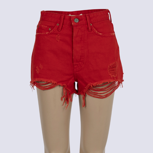 GRLFRND Cindy Distressed Red Shorts