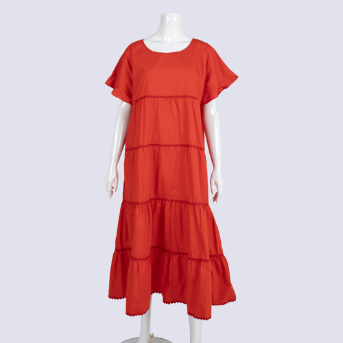NWT Soul Sparrow Red Cotton Tiered Dress