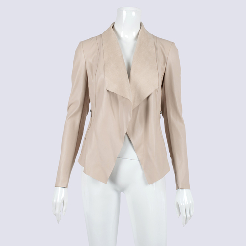 NWT Forever New Nude Faux Leather Waterfall Jacket