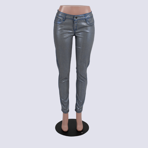 Bleulab Mid-Rise Reversible Skinny Jeans (Blue/Metallic)