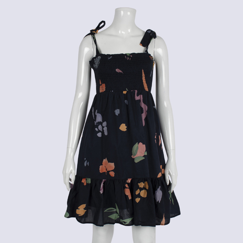 The Closet Lover Navy Floral Print Smock Dress
