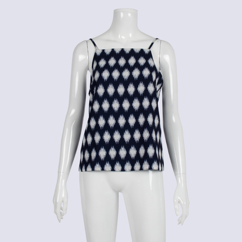 Finders Keepers Navy & White Ikat Low Back Cami