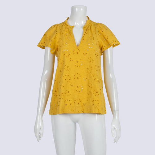 Country Road Yellow Broderie Top