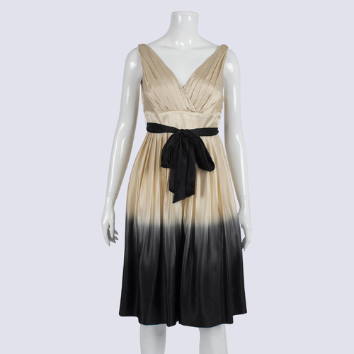 Collection Pleated Ombre Silk Mini Dress w Sash