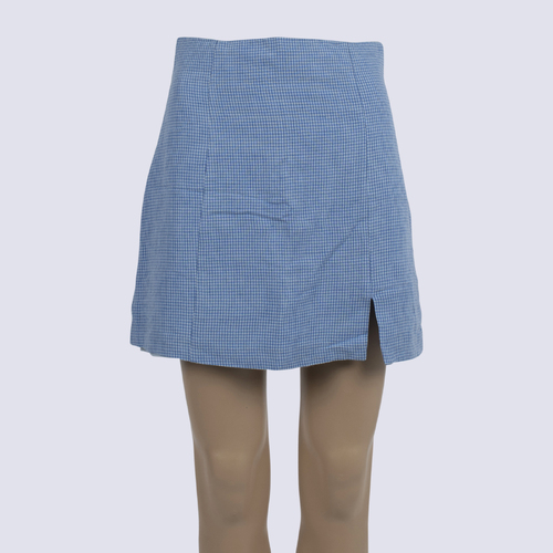 Kookai Blue Gingham Print Mini Skirt