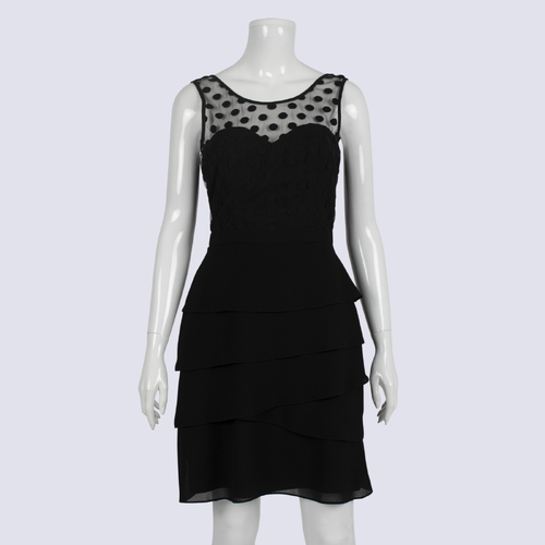 Review Layered Black Dress with Mesh Detail